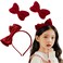 Red Bow Headband for Women Red Velvet Headband Burgundy Velet Bow Hair Clips for Valentine's Day, Christmas Party, Role Play Party Costume Decoration