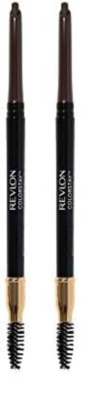 Revlon Eyebrow Pencil, Colorstay Eye Makeup with Eyebrow Spoolie, Waterproof, Longwearing Angled Precision Tip, 220 Dark Brown, 0.01 Oz (Pack of 2)