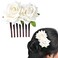 Rose Flower Hair Side Combs and Barrettes for Thick or Fine Hair - Artificial Roses Clip Accessories for Women and Girls