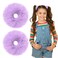 Lusofie 2Pcs Purple Pompom Hair Tie Furry Faux Rabbit Fur Fuzzy Scrunchies Purple Fuzzy Hair Ties Baby Hair Ties Ponytail Holders Pom Hair Accessories for Girl Women