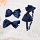 DEEKA Navy Bow Headband &amp; 2 Pcs Satin 4 Inch Hair Bows Set Uniform Hair Accessories Hair Band for Little Toddler School Girls -Navy Blue
