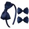 DEEKA Navy Bow Headband &amp; 2 Pcs Satin 4 Inch Hair Bows Set Uniform Hair Accessories Hair Band for Little Toddler School Girls -Navy Blue