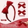 DEEKA Red Velvet Bow Headband &amp; 2 Pcs Velvet Hair Bows Set Velvet Uniform Hair Accessories Hair Band for Little Toddler School Girls -Red