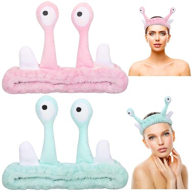 Beaupretty Spa Headband for Women, 2pcs Face Wash Headband Soft Elastic Hairband Cute Snail Headband Makeup Headband for Washing Face