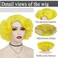 GNIMEGIL Cosplay Yellow Wig Short Curly Hair Layered Big Wavy Synthetic Wigs for Women Costume Carnival Party Halloween Wig with Wig Cap