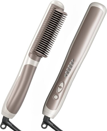 Hair Straightener Brush for Women &ndash; Fast Heating Ceramic Straightening Brush for All Hair Types, Anti-Scald Design, Ideal for at-Home Salon Use &amp; Styling