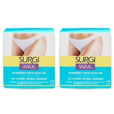 WAX Brazilian Hard Wax Kit, Microwaveable Strip-free Formula, 4 Oz, 2-Pack
