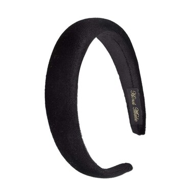 Padded Headbands Velvet Headband Puffy Sponge Thick Headbands Vintage Wide Headband for Women (Full Black)