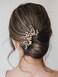 SWEETV Hair Pins, 3Pcs Bridal Hair Accessories Pearl Bride Wedding Hair Pins Leaf Bridal Head Piece Rhinestones Gold Hair Jewelry for Women and Girls