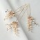 SWEETV Hair Pins, 3Pcs Bridal Hair Accessories Pearl Bride Wedding Hair Pins Leaf Bridal Head Piece Rhinestones Gold Hair Jewelry for Women and Girls