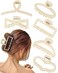 6 PACK Large White Pearl Hair Claws, Strong Hold Non-Slip Jaw Barrettes for Thick Hair, Wedding Styling Gift Accessories for Women and Girls