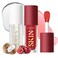 2Pack Big Brush Head Hydrating Lip Glow Oil Plumping Lip Tint, Hydrating Lip Gloss Tinted Lip Balm Transparent Lip Care, Long Lasting Nourishing Non-sticky Fresh Texture (Cherry+Coco)