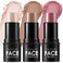 FOCALLURE 3 Pcs Cream Contour Sticks,Shades with Highlighter &amp; Bronzer &amp; Blush,Non-greasy Long-wear Face Contouring Pen,Easy to Sculpt the Face and Create a Lightweight Finishing Makeup,LIGHT-MEDIUM