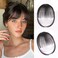 QGZ Clip in Bangs Fake Bangs Hair Clip Fringe with Temples Hairpieces 100% Real Human Hair Extensions Curved Clip On Bangs for Women(Black Air Bangs)