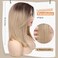 WIGNEE 14 Inches Ombre Blonde Hair Toppers Swiss Lace Hair Topper with Curtain Bangs Toppers Hair Pieces for Women Kanekalon Hair Toppers for Thinning Hair Natural Looking Hair Toppers for Women