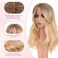 18inch Hair Toppers for Women with Fringe Bang Long Wavy Curly Hair Pieces for Women with Thinning Hair Clip in Hair Topper Highlight Synthetic Wig Add Hair Volume Mixed Blonde with Dark Root