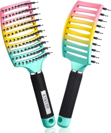 KTKUDY Wet or Dry Detangling Hair Brush for All Hair Types - Eliminates Knots &amp; Reduces Breakage Hairbrush - Tangle Free Detangler Brush For Women Men &amp; Kids, Single, 1 Count