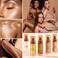 PHOERA Body Shimmer Oil,Waterproof Long Lasting Moisturizing Body Luminizer Glow Body Illuminator Highlighter for Face with Makup Bursh, 1oz/Jars(2PCS 101 Rose Gold)