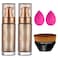 PHOERA Body Shimmer Oil,Waterproof Long Lasting Moisturizing Body Luminizer Glow Body Illuminator Highlighter for Face with Makup Bursh, 1oz/Jars(2PCS 101 Rose Gold)