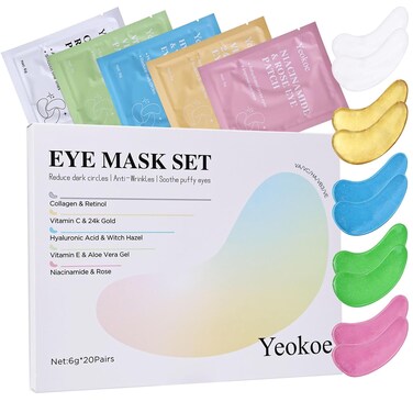 Under Eye Patches for Dark Circles,Puffy Eyes With Collagen,Retinol,Vitmin C,Hyaluronic Acid and Niacinamide Face Masks Skincare Spa Gifts for Woman 20Pairs