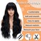Vomella Black Wig With Bangs 26 Inch Long Curly Wavy Wig for Women Natural Looking Synthetic Heat Resistant Wigs for Daily Party Use