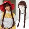 7JHH WIGS Long Ponytail Wig 30in Halloween Lolita Double Ponytail Braid Wig for Women Brown Wig with Rose Pink Highlight Cosplay Party wigs High Temperature Heat Resistant Fiber Natural Hairline Wig