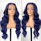 Dark Blue Wigs Blue Lace Front Wig Pre Plucked Glueless Long Body Wave Lace Front Wig For Fashion Women Transparent Lace Front Wig For Cosplay Party