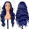 13x6 Glueless Blue Body Wave Lace Front Wig Pre Plucked Synthetic Dark Blue HD Lace front wig for fashion women transparent lace front wig for cosplay party