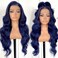 13x6 Glueless Blue Body Wave Lace Front Wig Pre Plucked Synthetic Dark Blue HD Lace front wig for fashion women transparent lace front wig for cosplay party
