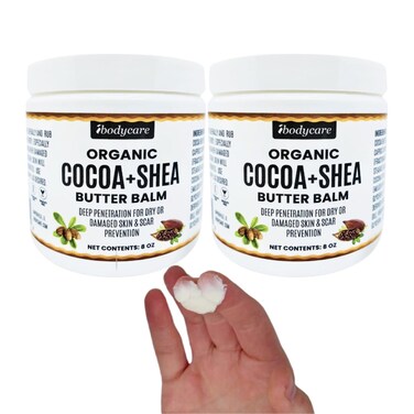 Organic Raw Cocoa Butter Shea Butter Body Balm with Coconut Oil, 8 oz Unrefined Natural Body Butter Blend with Shea Butter Moisture for Women, Baby, Children, Men, All Body (2)