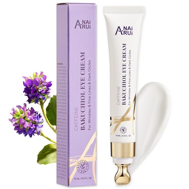 ANAI RUI Caffeine Bakuchiol Firming Eye Cream, Retinol &amp; Peptide Eye Cream for Dark Circles, Puffiness, Wrinkles, Bakuchiol Alternative Retinol Eye Moisturizer for Under-Eye Skin Repair 0.5 FL OZ
