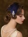 SWEETV 1920s Feather Headpiece Flapper Headband, Roaring 20s Hair Accessories Great Gatsby Hair Clip Navy Blue