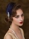 SWEETV 1920s Feather Headpiece Flapper Headband, Roaring 20s Hair Accessories Great Gatsby Hair Clip Navy Blue