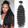 ASHINE Human Hair Bundle Deep Wave Unprocessed Cambodian Raw Hair 18 Inch, Flip Over Quick Weave Wet and Wave Bundles for Women Natural Black