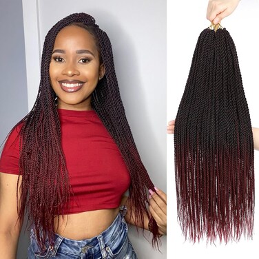 Senegalese Twist Crochet Hair for Women Pre Looped Crochet Hair Red Mini Twist Crochet Braids 18 Inch Small Braids with Natural Ends 8 Packs 240 Strands Tbug