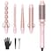 Wavytalk 5 in 1 Curling Iron,Curling Wand Set with Curling Brush and 4 Interchangeable Ceramic Curling Wand(0.5&rdquo;-1.25&rdquo;),Instant Heat Up,Include Heat Protective Glove &amp; 2 Clips (Pink)