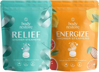 Body Restore Shower Steamers Aromatherapy (15 Packs x 2) - Gifts for Mom, Gifts for Women &amp; Men, Shower Bath Bombs, Eucalyptus, Citrus Grove Essential Oils, Stress Relief