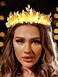 Catery Light up Crown Headband Gold Leaf Headpiece Greek Goddess Accessories Raw Crystal Quartz Hairband Festival Headdress for Women and Girls