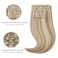 9A Grade Clip in Hair Extensions Human Hair, Piano Color Ash Brown/Light Chestnut Brown Fading to Platinum Ash Blonde P8/60, Silky Straight Invisible Hair 18 inch 120g 7 pieces 18 clips