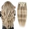 9A Grade Clip in Hair Extensions Human Hair, Piano Color Ash Brown/Light Chestnut Brown Fading to Platinum Ash Blonde P8/60, Silky Straight Invisible Hair 18 inch 120g 7 pieces 18 clips