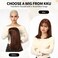 KKU 16 Inch Dark Brown Human Hair Wigs for Women,Layered Straight Hair Wig with Bangs,Wear Natural Realism