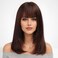 KKU 16 Inch Dark Brown Human Hair Wigs for Women,Layered Straight Hair Wig with Bangs,Wear Natural Realism