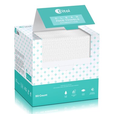 Face Towels, 10"&times;12" Disposable Face Towel, Face Towelettes XL, Ultra Soft Makeup Remover Dry Wipes, Thick Face Towel for Sensitive Skin, 50 Count (1 Pack)