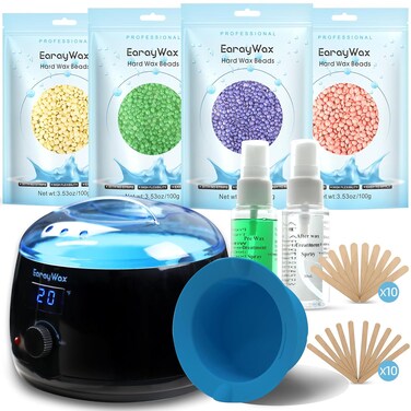 Waxing Kit for Women Men, Wax Warmer Hair Removal at Home with Hard Wax Beads &amp; Silicone Pot, Suitable for Sensitive Skin Brazilian Bikini, Facial, Underarms, Legs, Full body
