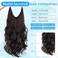 KooKaStyle Invisible Wire Hair Extensions Long Wavy Layered Synthetic Clip in Hair Extensions with Transparent Wire Adjustable Size 6 Secure Clips Dark Brown Hairpieces for Women 20 Inch