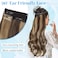 KooKaStyle Invisible Wire Hair Extensions Long Straight Layered Synthetic with Transparent Wire Adjustable Size 6 Secure Clips Hairpieces for Women 20 Inch (Balayage Chocolate Brown to Caramel Blonde)