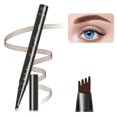 Eyebrow Pencil Light Brown, Waterproof Microblade Eyebrow Pen 4 Fork Tip Pencil,Smudge Proof Brow Pen Long Lasting Liquid Brow Eyebrow Marker Pen that Looks Like Hair