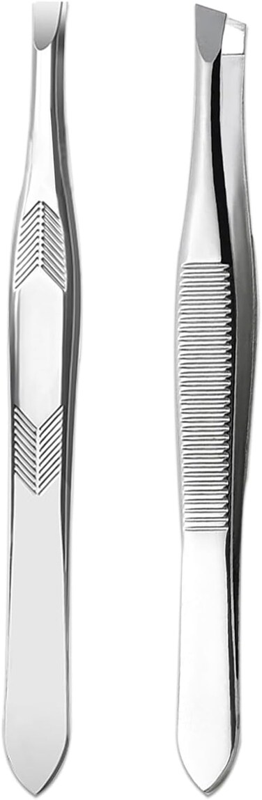 2Pcs Stainless Steel Tweezers for Women Facial Hair