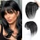 Hair Toppers for Women Real Human Hair Clip in Bangs 360&deg; 3D Cover Wipsy Clip on Bangs for Daily Wear Hair Topper with Fake Bangs Hair Clip Human Hair Pieces for Thinning Hair Black
