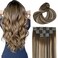 Clip in Hair Extensions Real Human Hair Balayage Chocolate Brown To Caramel Blonde 16 Inch 100g Natural Straight Clip On Hair Extensions 6pcs Per Set with 18 Clips (#4/27/4,16")